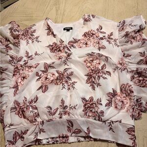 Express Floral Blouse - Pink and White